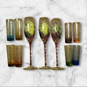 Beautiful set of Hand-blown designed Champange glass and shot glass